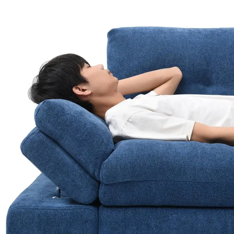 Sofá cama extraíble 3 en 1 con chaise de peluche: sofá cama convertible para sala de estar, disponible en azul y 2 más colores