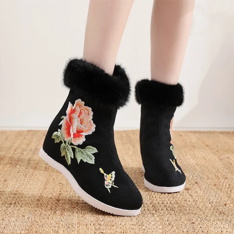 Stivali da donna scarpe con tacco alto calzature invernali stivali-donna punta tonda Stiletto gomma elegante 2023 autunno donna corta peluche roma