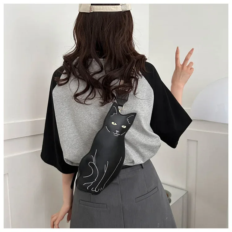 Special Modelling Cat Chest Bag Women Men Niche Animal Shape Crossbody Bag Cool Fashion Personalized Designer Cartoon Bag