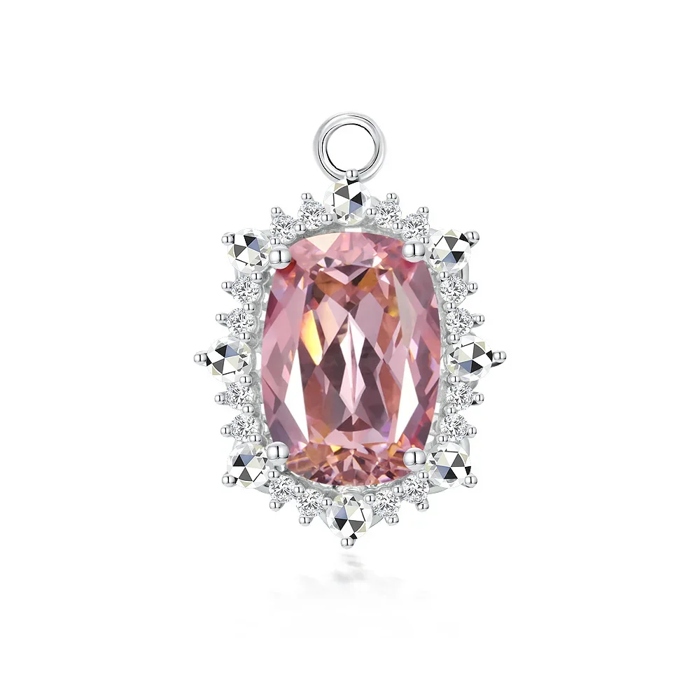 

HOT SALE S925 Silver Fat Square Lotus Cut 9 * 13 Papalacha Powder 12 Carat Exquisite Pendant Wedding Jewelry