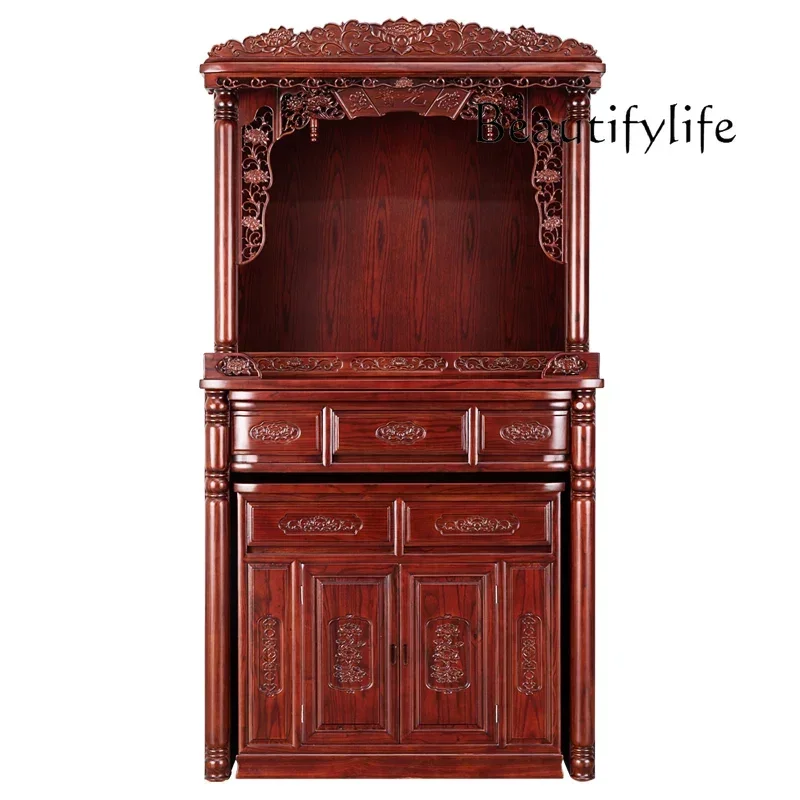 Solid Wood Shrine Chinese Style Clothes Closet Altar Buddha Shrine Household God of Wealth Altar Shrine