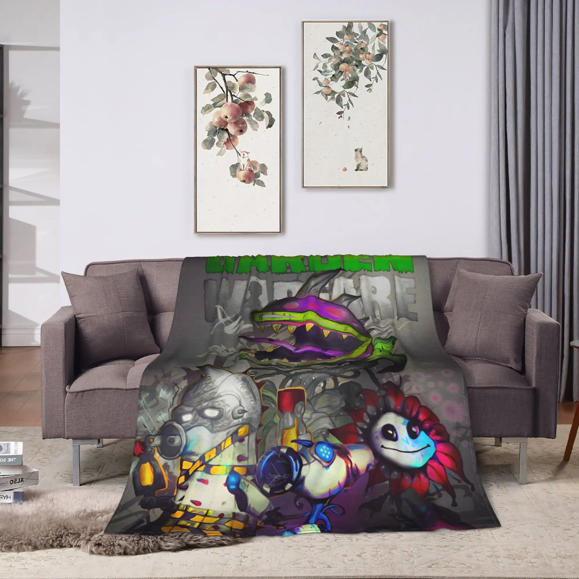 لعبة P-Plants-vs-Zombie بطانية جودة لينة الدافئة رمي بطانية الخريف ديكور غرفة نوم مفرش مريح