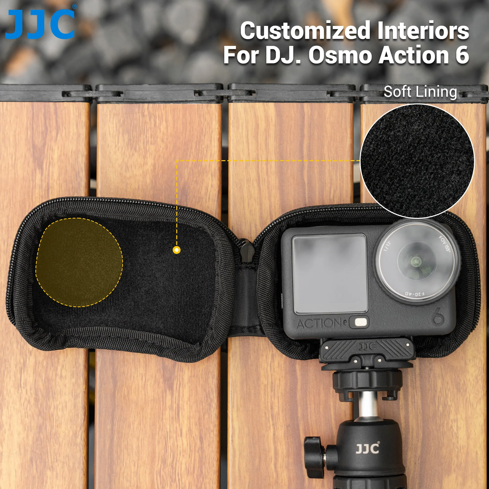 JJC Mini Bag for DJI Osmo Action 6 5 Pro EVA Case Bottom Open Design Compact Portable Bag for DJI Osmo Action 4 3 Case