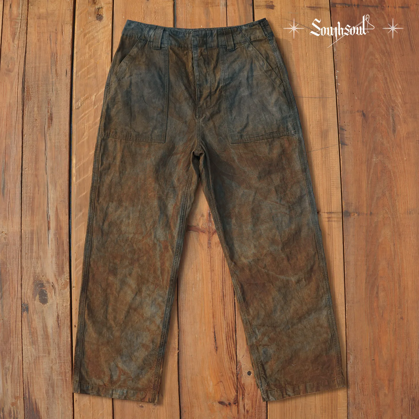 American Retro Heavy Cotton High-Density Fine Canvas Plant Dyed Old Dirty Dyed Overalls Onion Skin Dyed Dye Yam Dyed Men's Pants