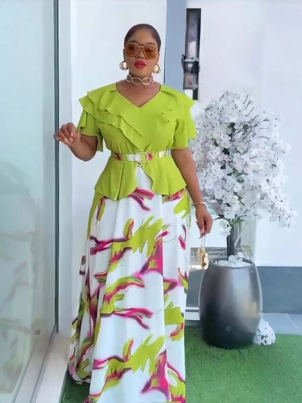

African Dresses for Women 2025 New Fashion Short Sleeve Wedding Party Long Dress Elegant Plus Size Evening Gown Ladies Clothing