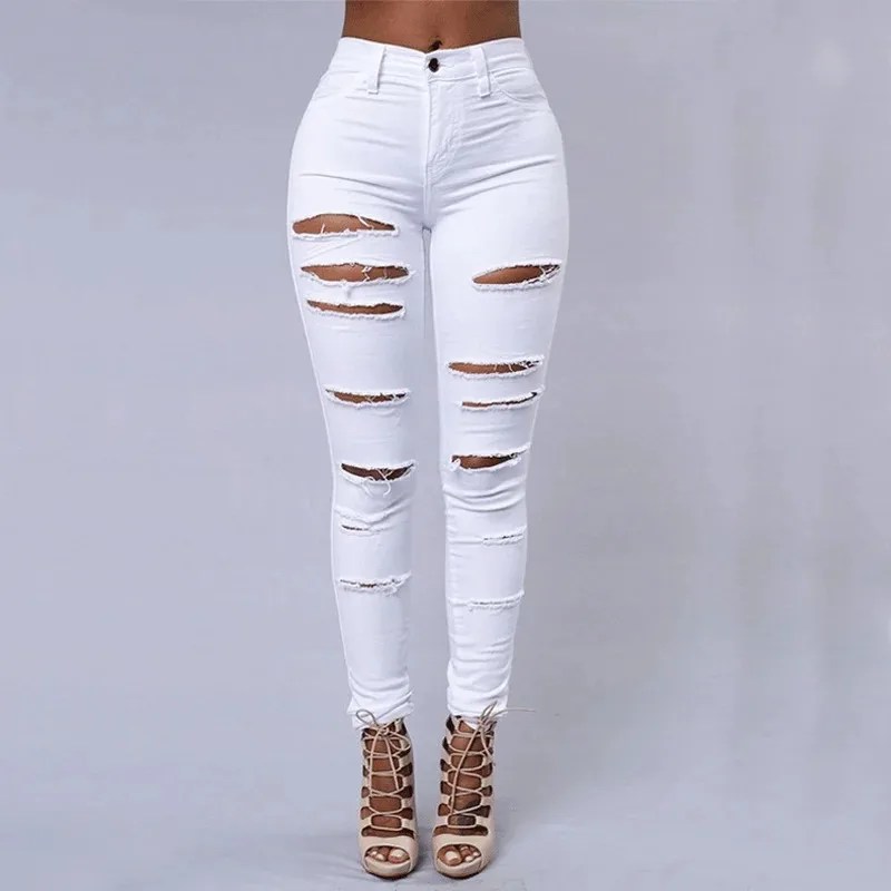 Women's Ripped Tight Sexy Large Size Skinny Pants Jeans for Women