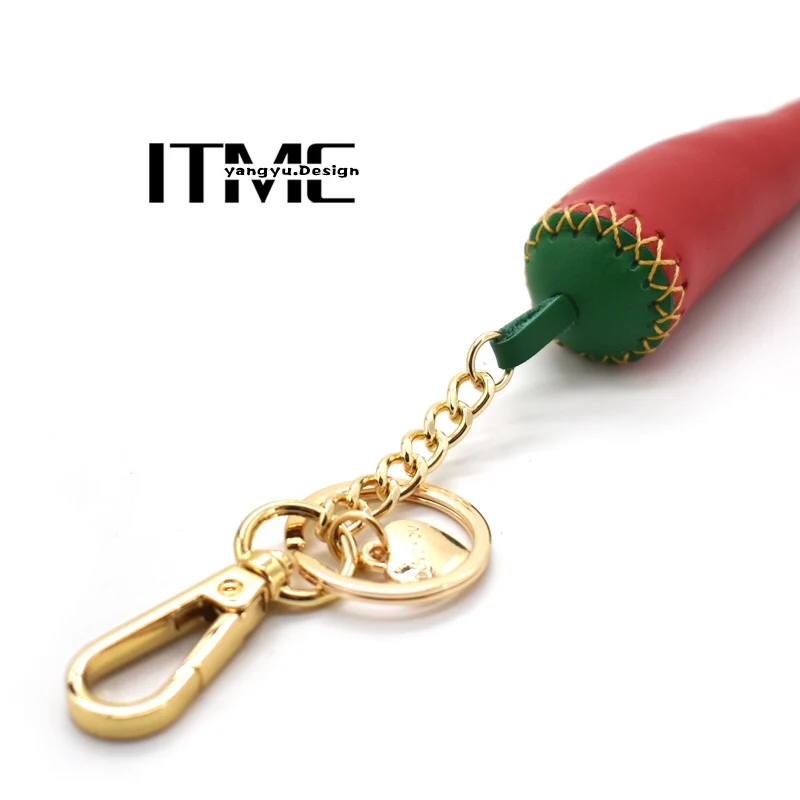 Leather Pepper~ National Style Simple and Creative First Layer Cowhide Bag Pendant Car Keychain Car Jewelry Hand Account Tide