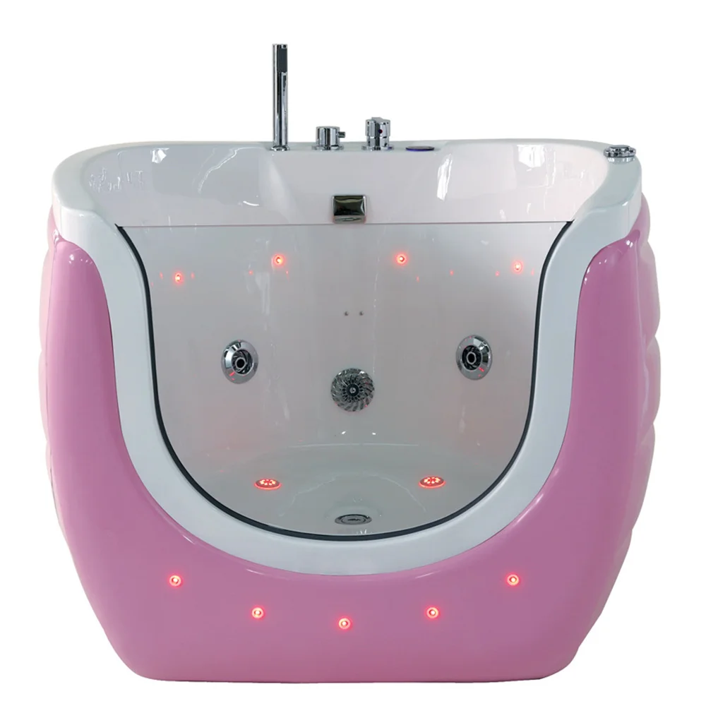 

Lovely Pink Color Small Size Baby Spa Freestanding Acrylic Massage Bathtub