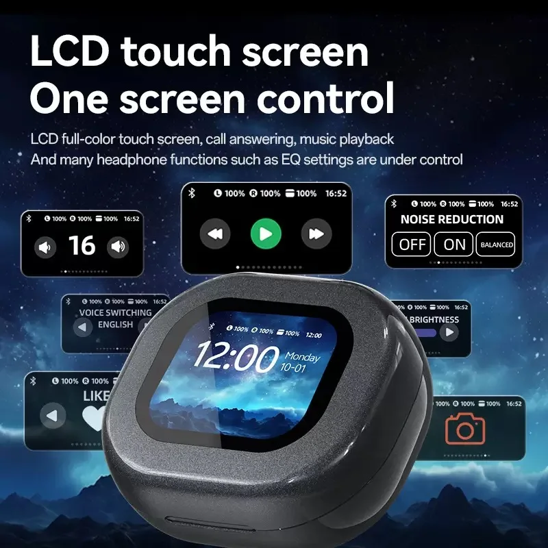 Innovative Touch Screen Headphones with AI Translation, Bluetooth Connectivity, Extended Battery Life
