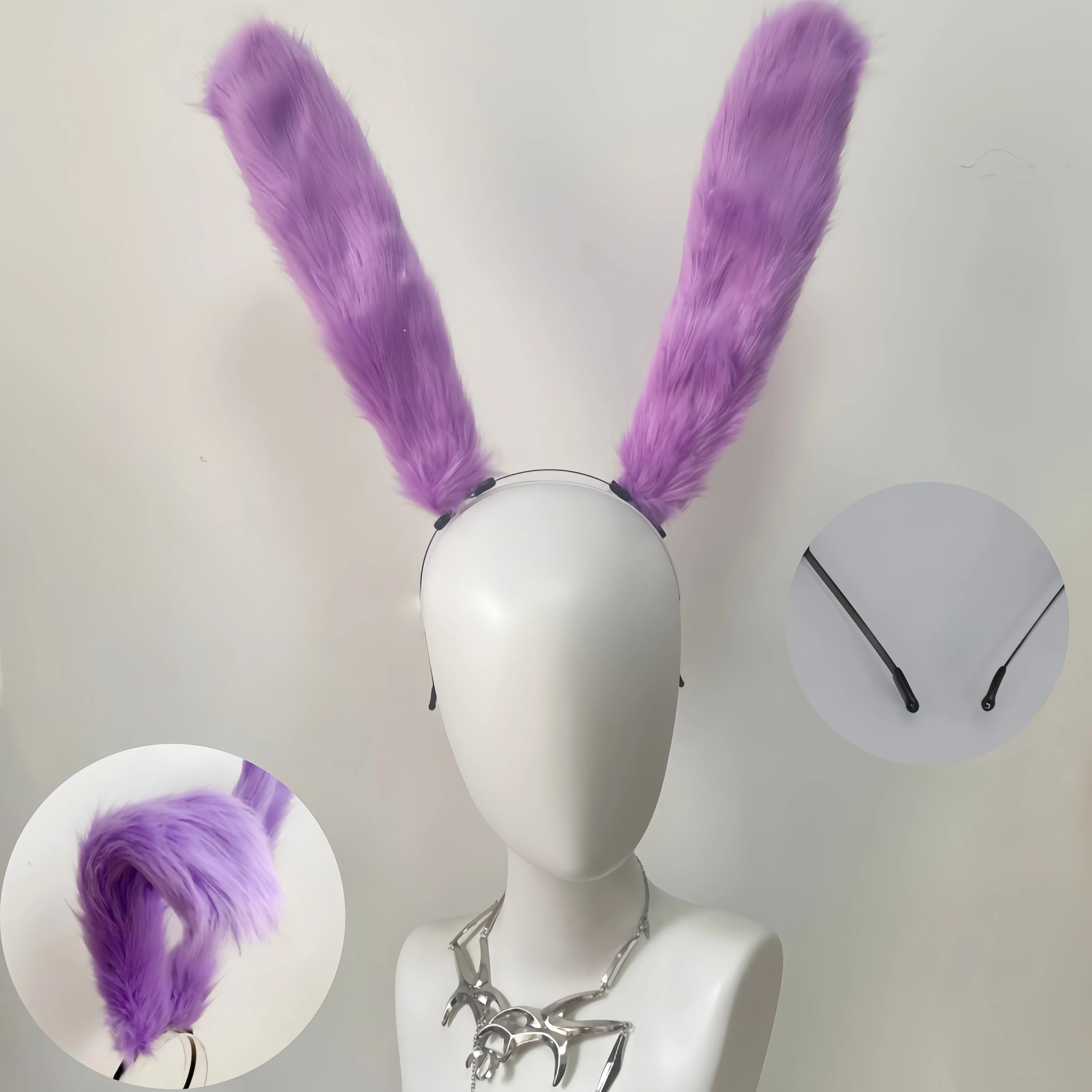31CM Magic Circus Jax‌ Purple Rabbit Headband Fursuit Anime Plush Ear Cosplay Prop Furry Maid Costume Ear Headwear