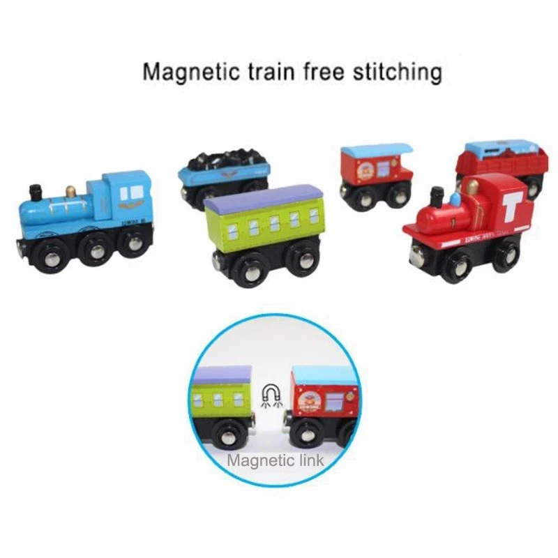 Small Wooden Scene Car Toys Magnetic Train Toy Truck Fit All Kinds Wooden Railway Train Track Children Gifts