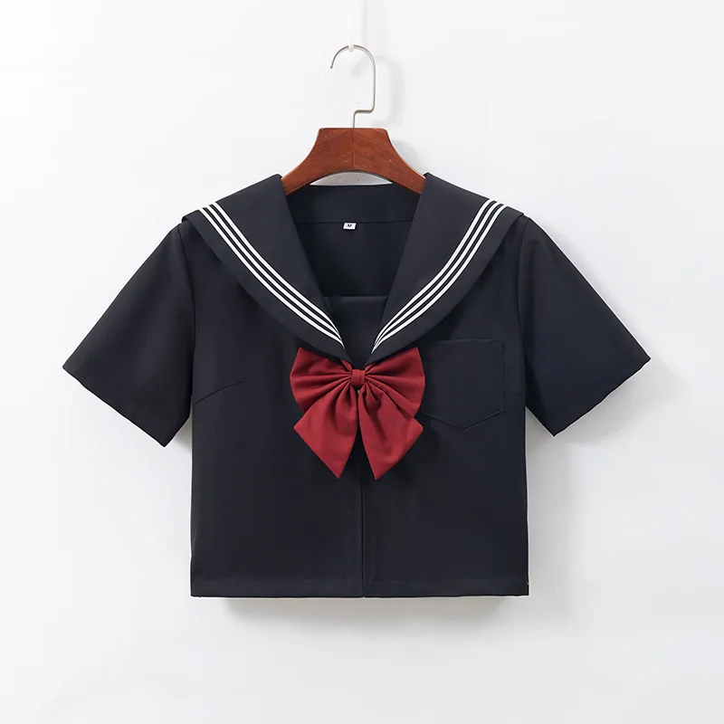 Uniforme scolastica giapponese per ragazze Jk, cravatta rossa, nera, tre uniformi da marinaio di base, abito a maniche lunghe da donna, gonna a pieghe