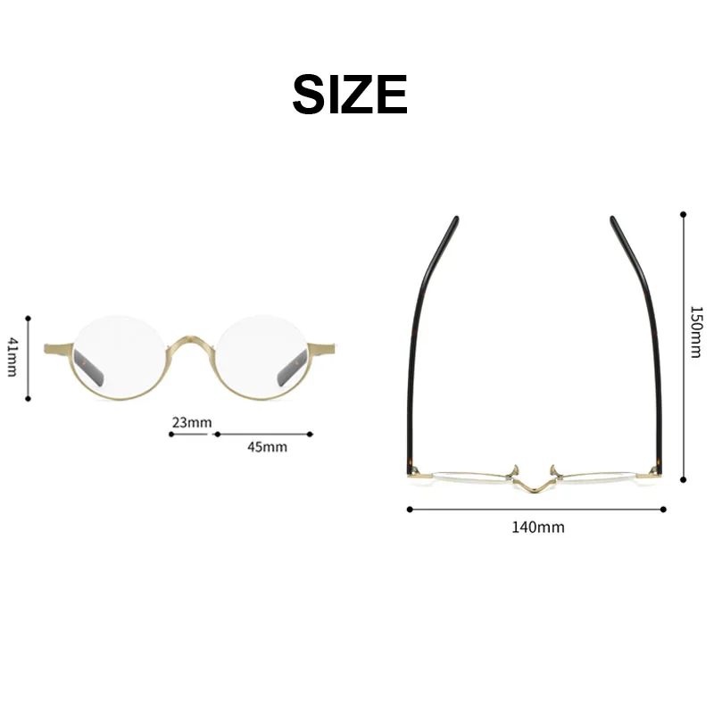 Brand Design Retro Small Round Half-Frame Glasses Men Women Semi-Rim Optical Spectacles Can Customize Myopia Presbyopia Lenses