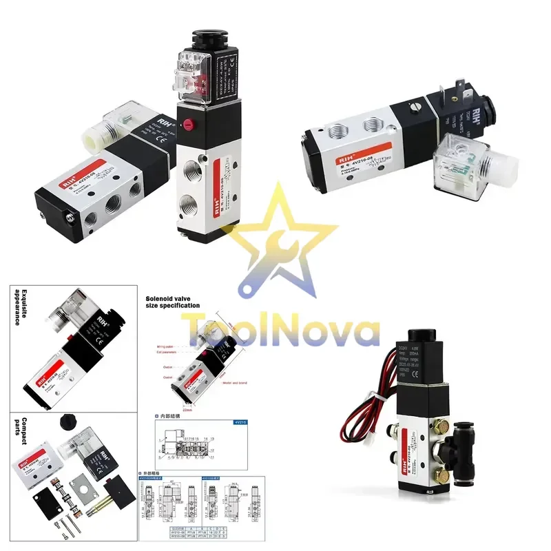 2026*Hotsale* 5/2 Pneumatic Solenoid Valves, DC 12V/24V AC 24V 36V 110V 220V 380V 5/3 Way Air Wireless Solenoid Valve 4V