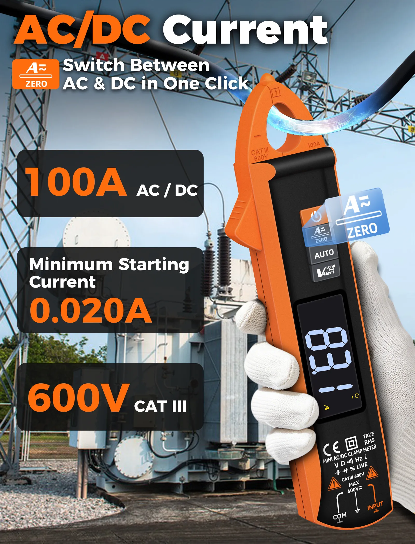Digitales Zangenmessgerät Multimeter AC/DC 600A/1000A Amperemeter True RMS Multimeter Hochpräzise Kapazitätsmessung NCV Ohm Hz Spannungsprüfer – Detail 19