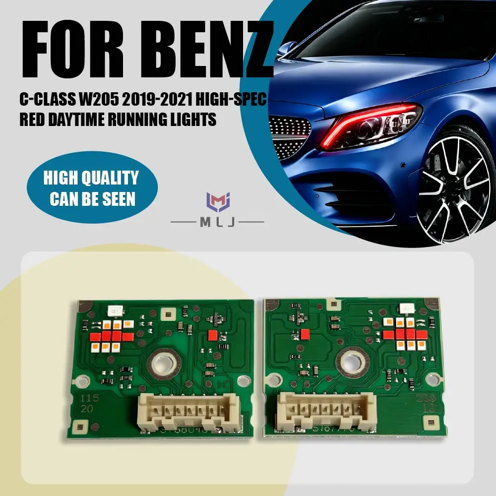 Red LED Angel Eye DRL Light Source Chip For Mercedes Benz C-Class W205 2019-2021 High Spec Headlight Daytime Running Lamp Parts