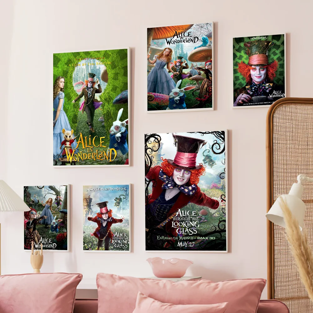 

A-Alice In W-Wonderland Movie Anime Posters Sticky Whitepaper Sticker DIY Room Bar Cafe Kawaii Room Decor