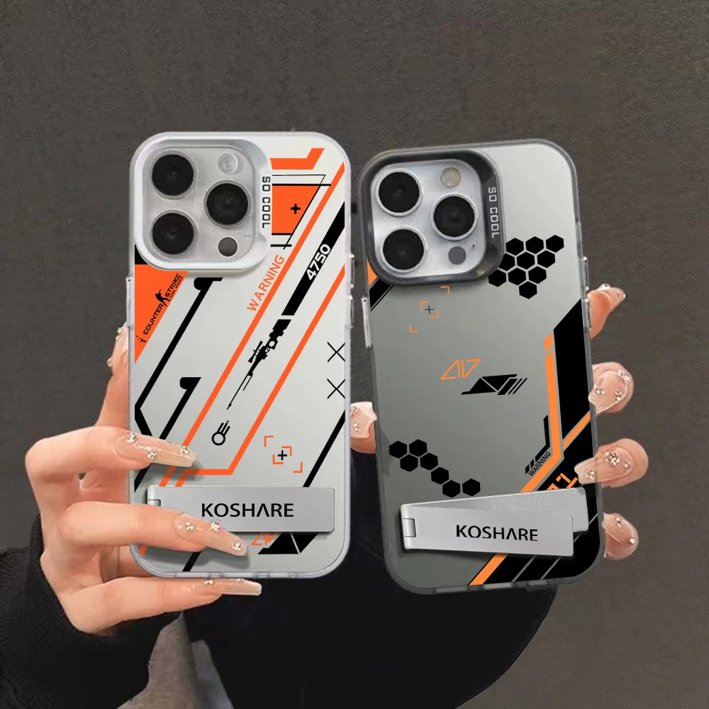 CS GO CS حالة مع حامل لـ OPPO Realme ، ضربة مضادة للألعاب الساخنة ، Realme 9i ، 10 ، 11 ، 12 Pro ، C12 ، C15 ، C31 ، C33 ، C35 ، C53 ، C55 ، C65 ، برو بلس ، 5G