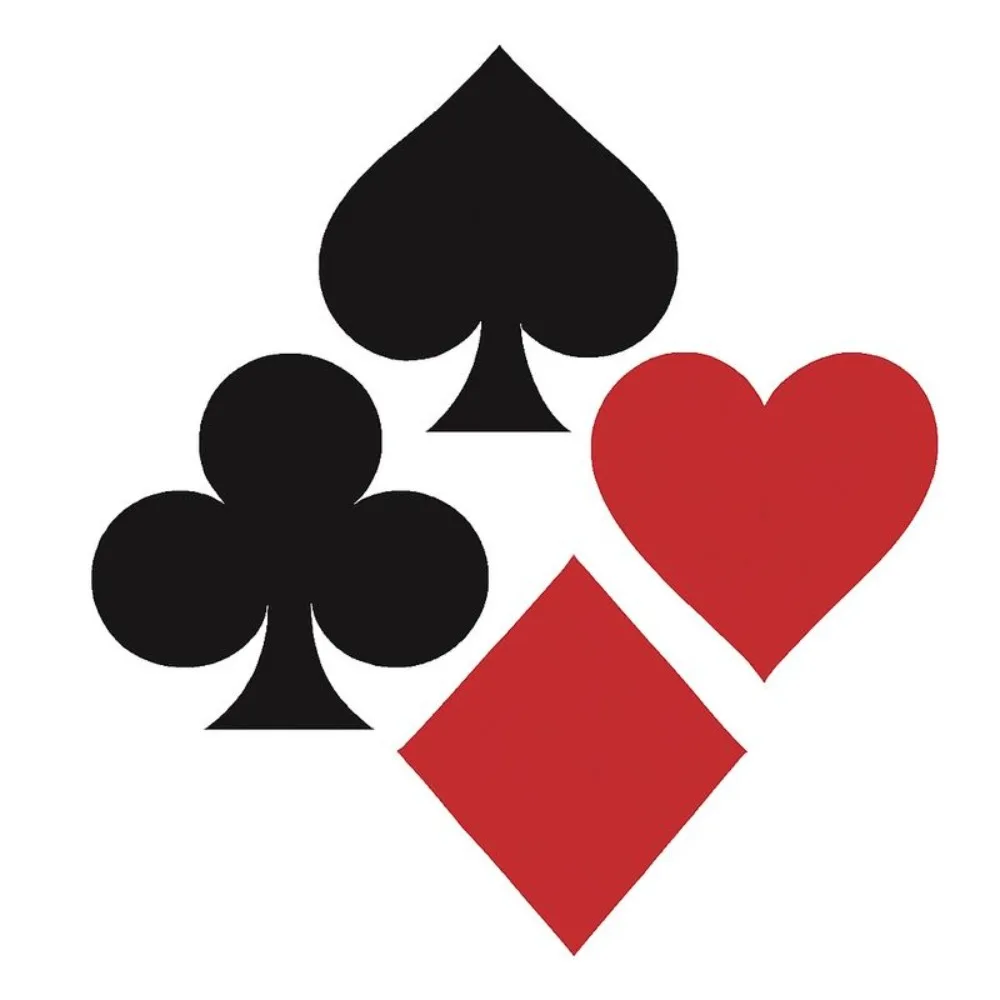 Car Vinyl Decal Playing Card Suits Design Black Spade & Club with White Outline Red Heart Diamond Solid Background Self