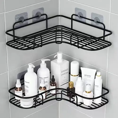 Bathroom Shelf Wall Mounted Corner Storage Shelves Shampoo Holder Cosmetic Rack Iron Shower Drain Basket Bathroom Organizer