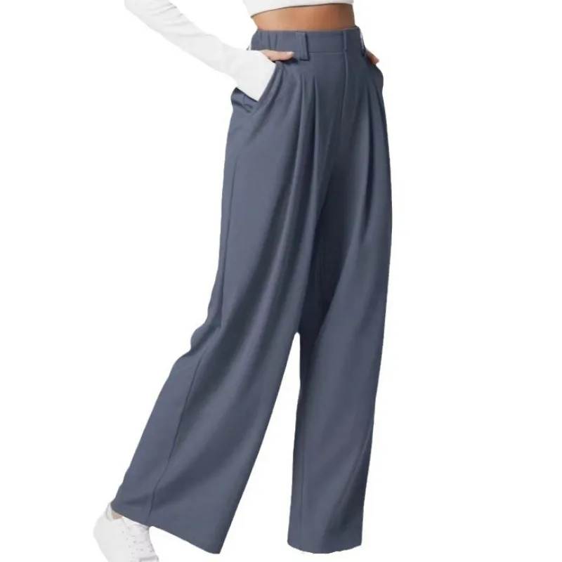 

Women Clothing Straight Pants Stretch High-waisted Wide Leg Pants Women Casual Loose Black Pants Sweatpants Trendy Trousers