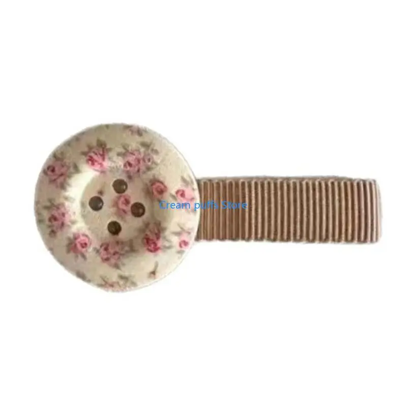 50LE Decorative Button Hair Barrettes, 5 Piece Set for Daily Styling