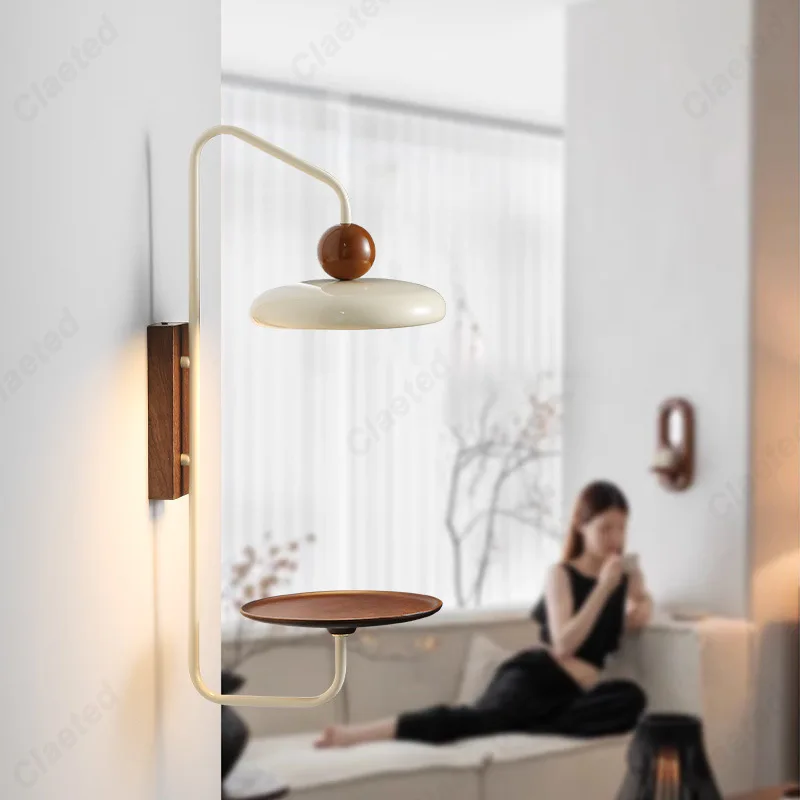 

Creative New LED Japanese Cream Wall Lamp Living Room Sofa Bedroom Bedside Study Decorative Lighting