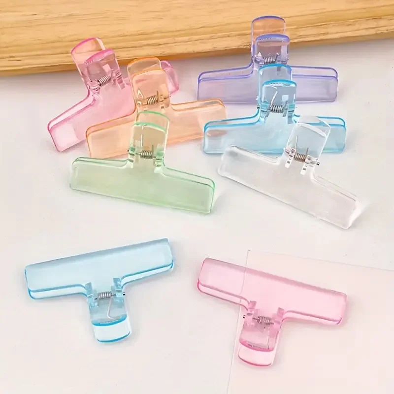 6pcs Set of Japanese Minimalist Large-Size Acrylic Transparent Macaron Color Clip Office Stationery Storage Clips, Paper Clip