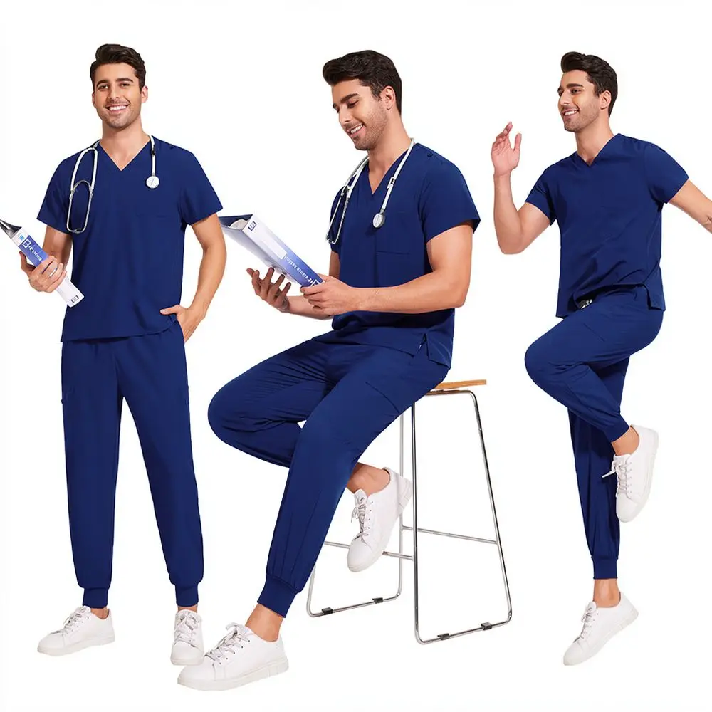Breathable V Neck Scrub Set For Niaahinn Unisex Nursing Uniform Short Sleeve Comfortable Medical Clinic Lab Apparel