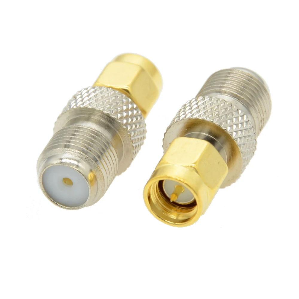 10 PCS/lot SMA Male Plug to F Type Female Jack Straight RF Coaxial Adapter F Connector To SMA Convertor Gold Tone
