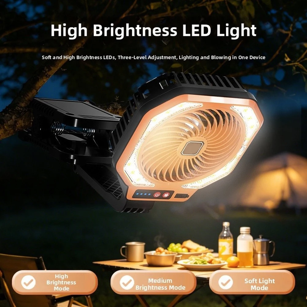 Folding Portable Fan Lamp Designed for Outdoor Adventures with Extended For Battery Performance and Compact Storage