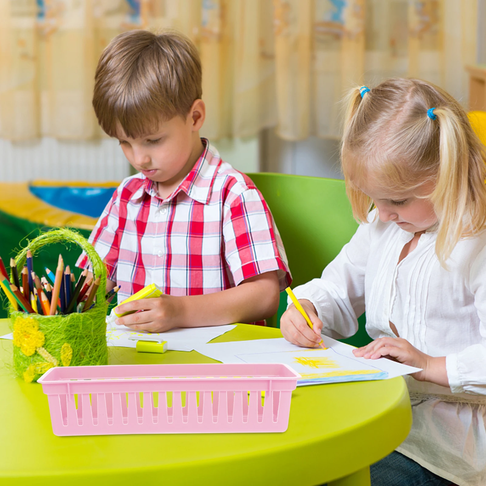 

12pcs Pencil Organizer For Classroom Desk Stationery Storage Basket Multifunctional Plastic Pencil Holder Study Desk Organizer