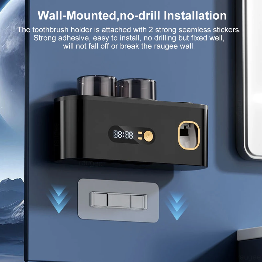 Tragbarer Zahnbürsten-Sterilisator, kabellose Zahnbürste, UV-Sterilisation, wiederaufladbarer, an der Wand montierter elektrischer Zahnbürsten-Trocknerhalter – Detail 8