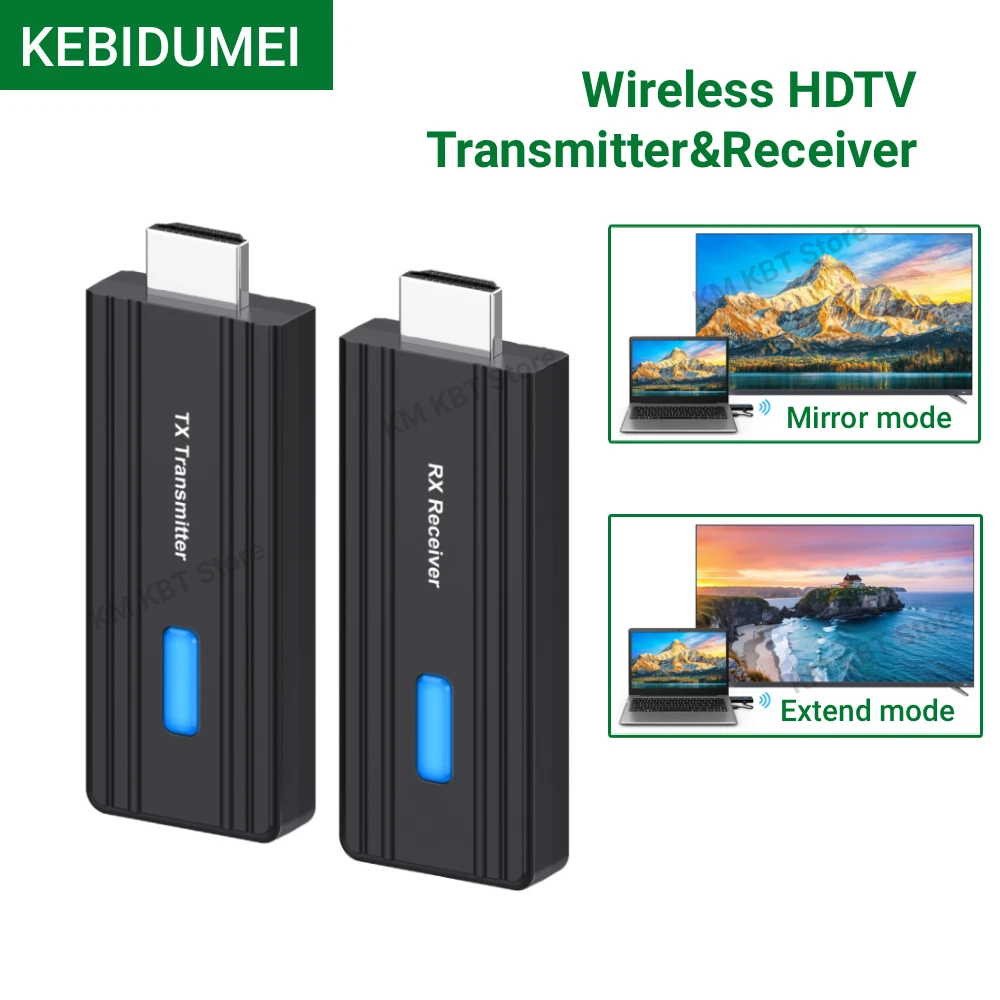 KEBIDUMEI Wireless HDMI-Compatible Video Transmitter Receiver Extender Video TV Stick Display Adapter For Camera Laptop PC to TV