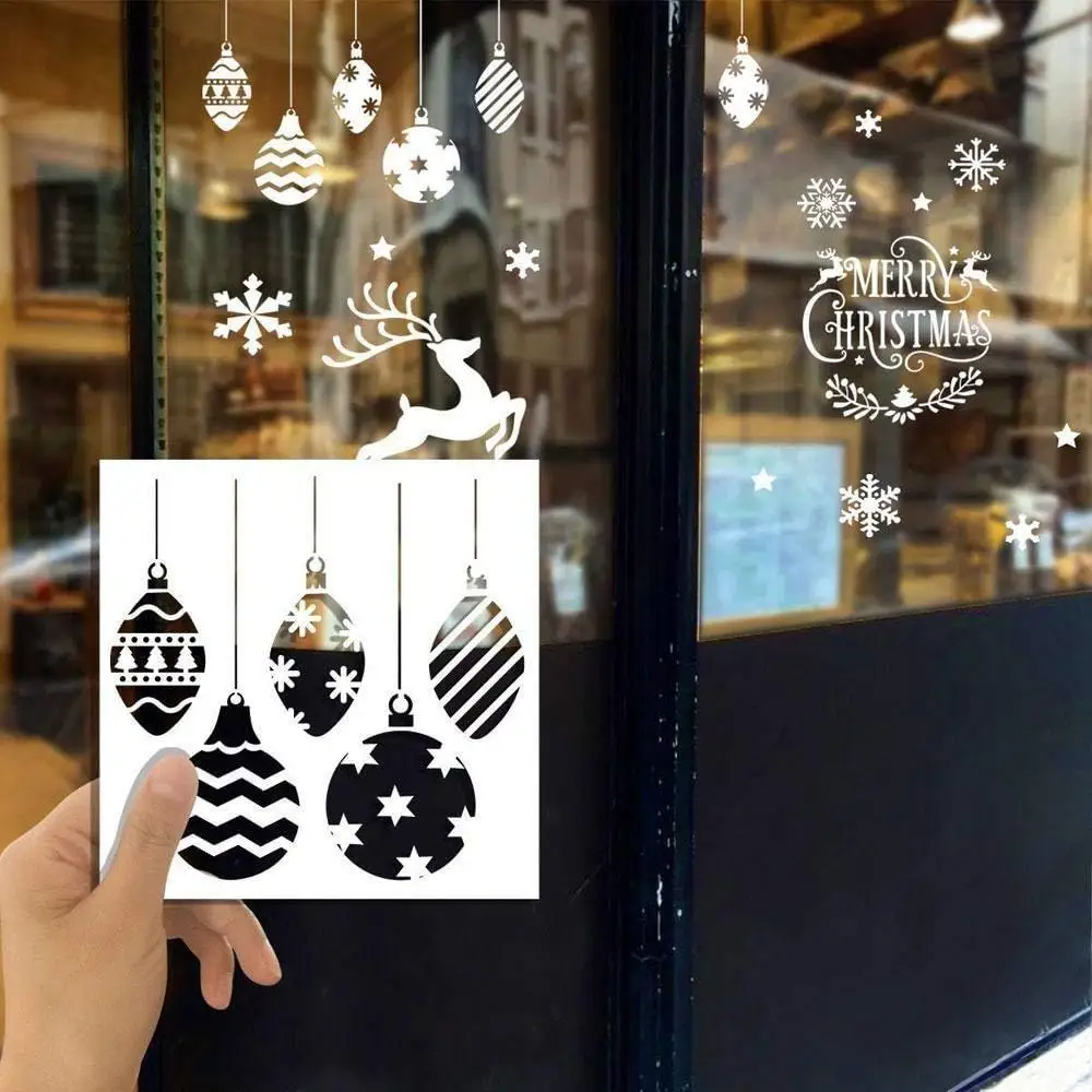8-piece Christmas painting hollow template set, reusable Christmas tree reindeer  pattern template， DIY Card Window Decorateion