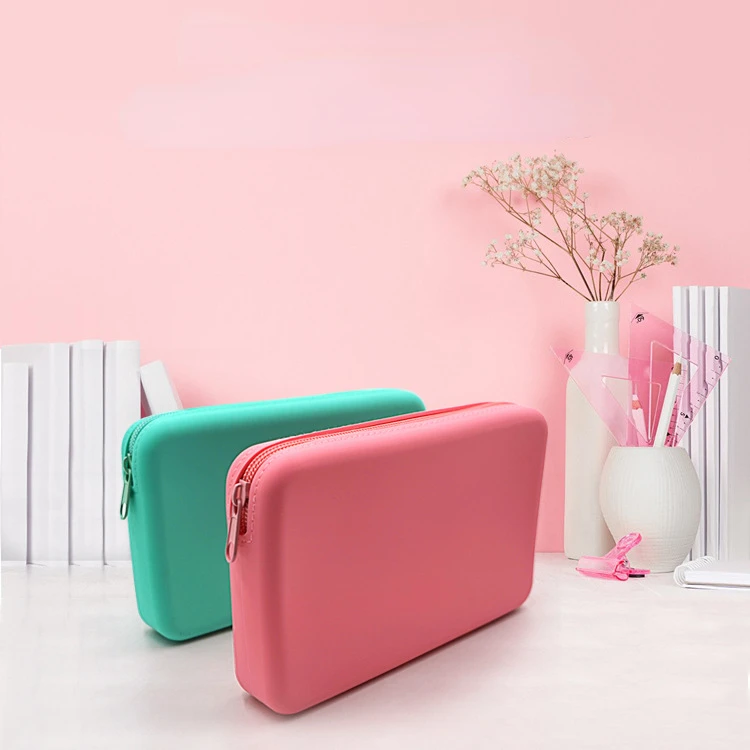 Small Square Silicone Cosmetic Storage Bag Large Capacity Travel Makeup Brush Holder Portable Cosmetic Waterproof Organizer