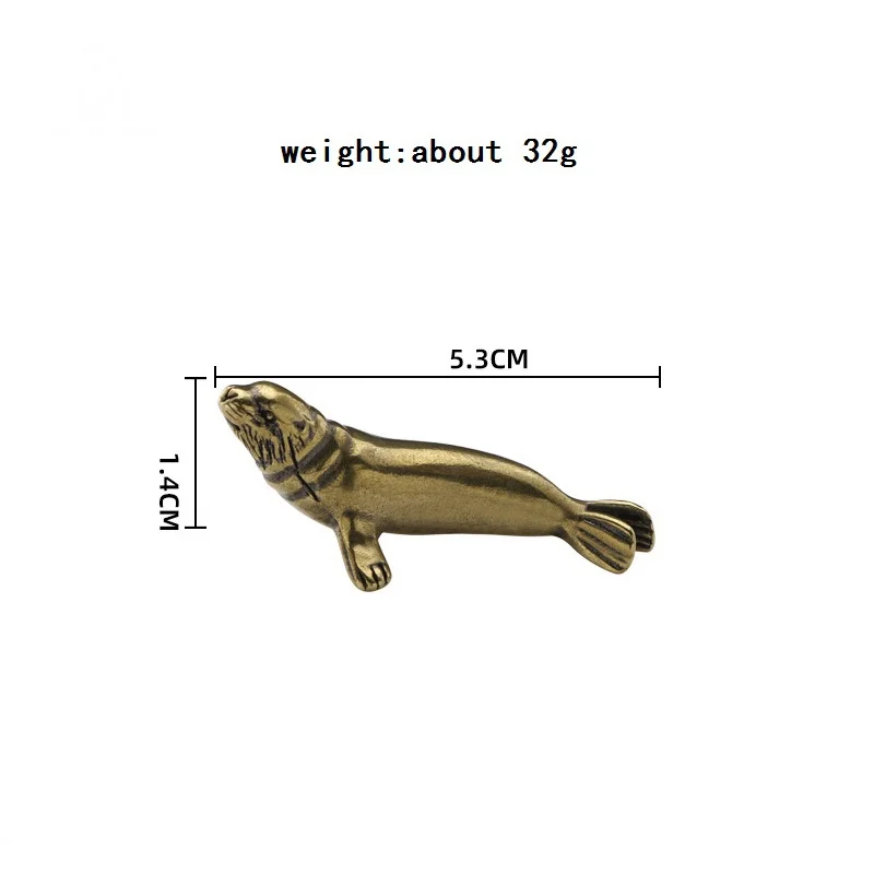 Sea Animal Seal Figurines Miniatures Retro Brass Office Desktop Crafts Ornament Gifts Home Decorations Living Room Accessories