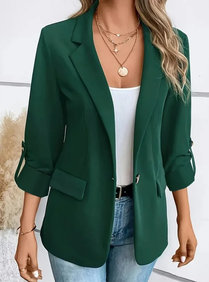 Women\'s S-2XL Size Commuter New Style Long Sleeve Coat Fashion Cardigan Small Suit Elegant Solid Color Casual Women\'s Suit Tops