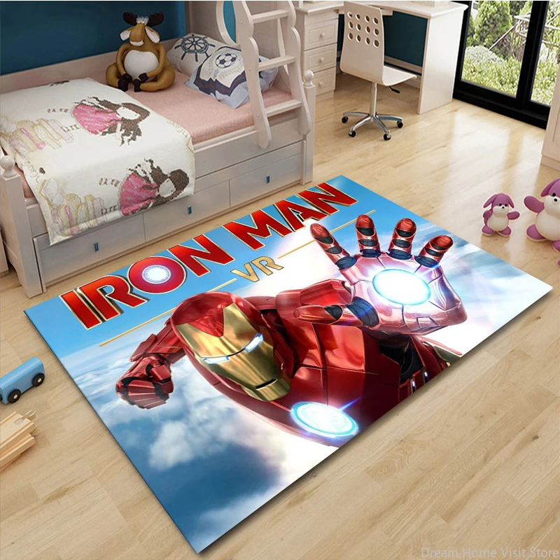 Disney Marvel-Avengers Iron-Man 3D Large Area Printed Rugs Carpets For Children's Bedroom Decor Sofa Kitchen Anti-silp Mats Gift