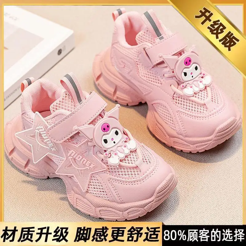 

2025 New Model Children's Shoes Sanrios Kuromi Summer Children Casual Shoes Good-Looking Hollow Out Breathable Sneakers