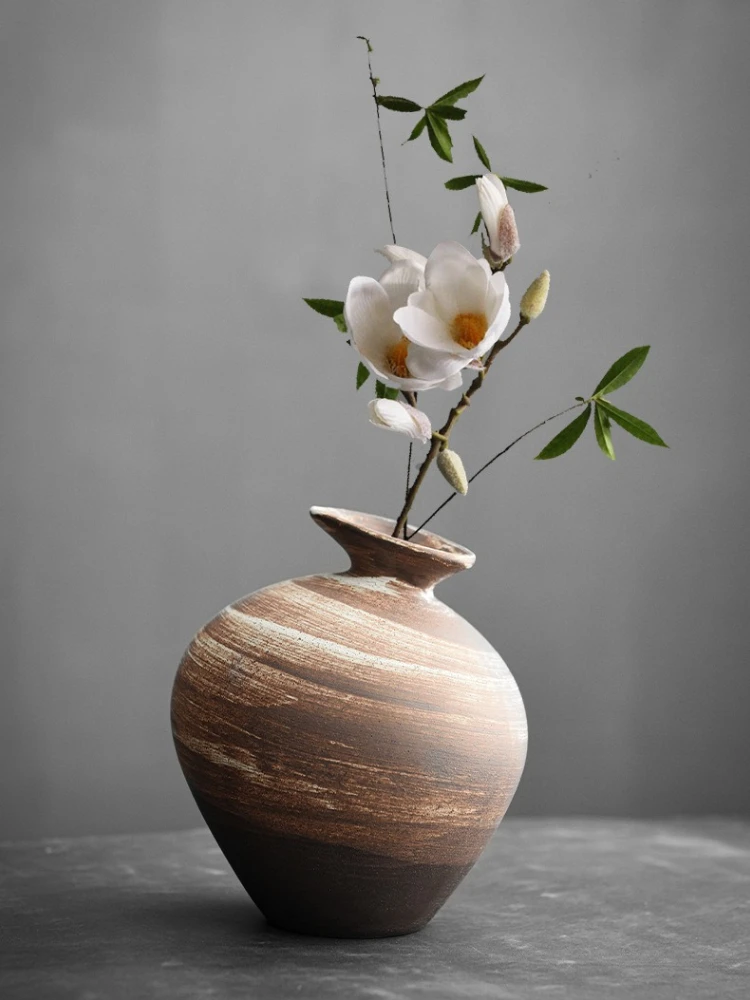 

Japanese Luxury Vintage Home Decor Ceramic Vases Fresh Flower Dried Flowers Handmade Flower Pots Hydroponic Green Plants Pottery