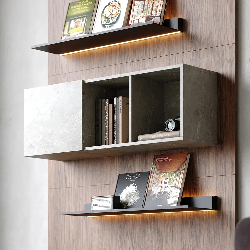 Factory Custom Wall-mounted 5-layer Modern Walnut Floating Bookshelf