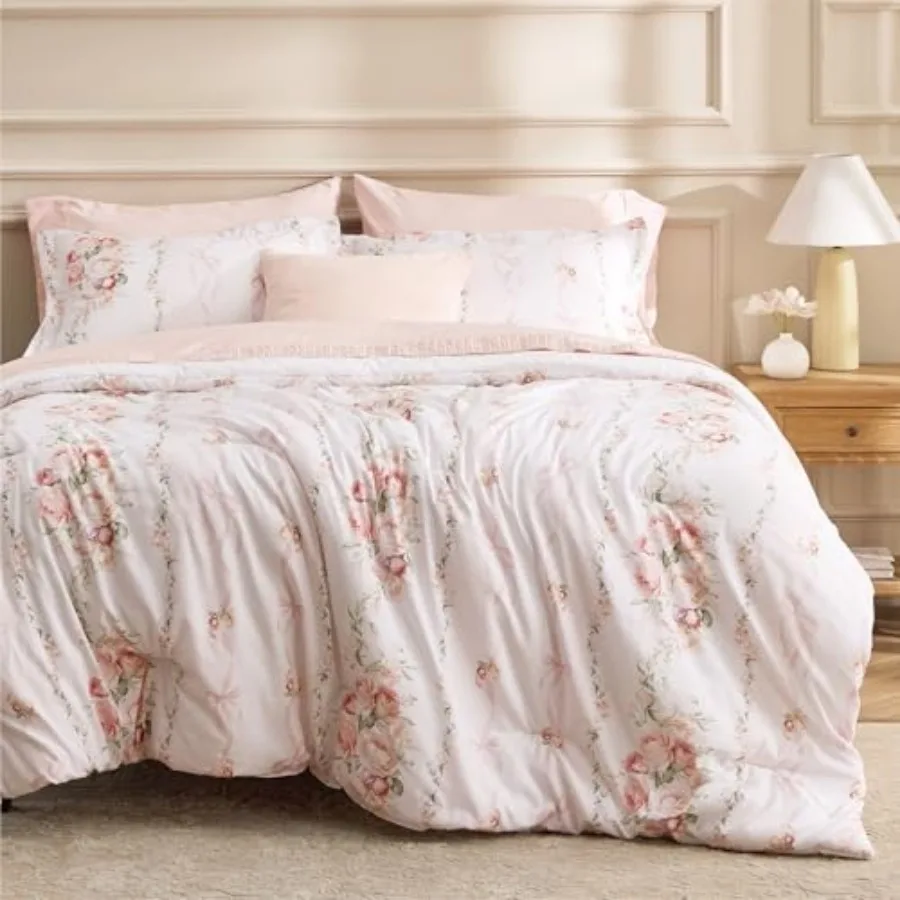 

Comforter Set Size - Cute Bedding Comforter Set, 3 Pieces, 1 Soft Reversible Pink Dogwood Garden Flowers Comforter and 2 Pillow