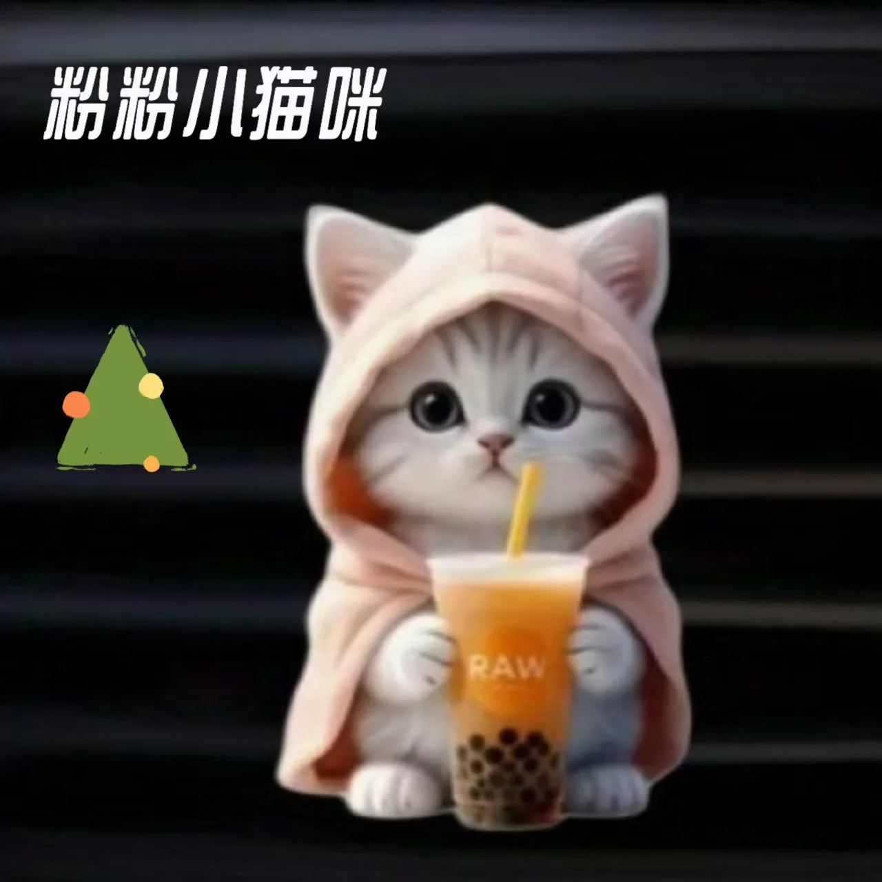 3 Piece Cute Hoodie Cat Car Air Vent Clip Adorable Acrylic Decoration for Vehicle Interior Creative Dashboard Accessory