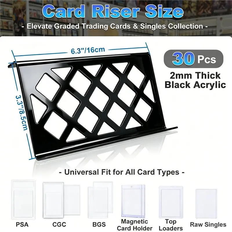 Display Stand For Sports Cards& Trading Card Game- For Trade Shows, Card Vendors,Display Cases 30 Units Riser view 3
