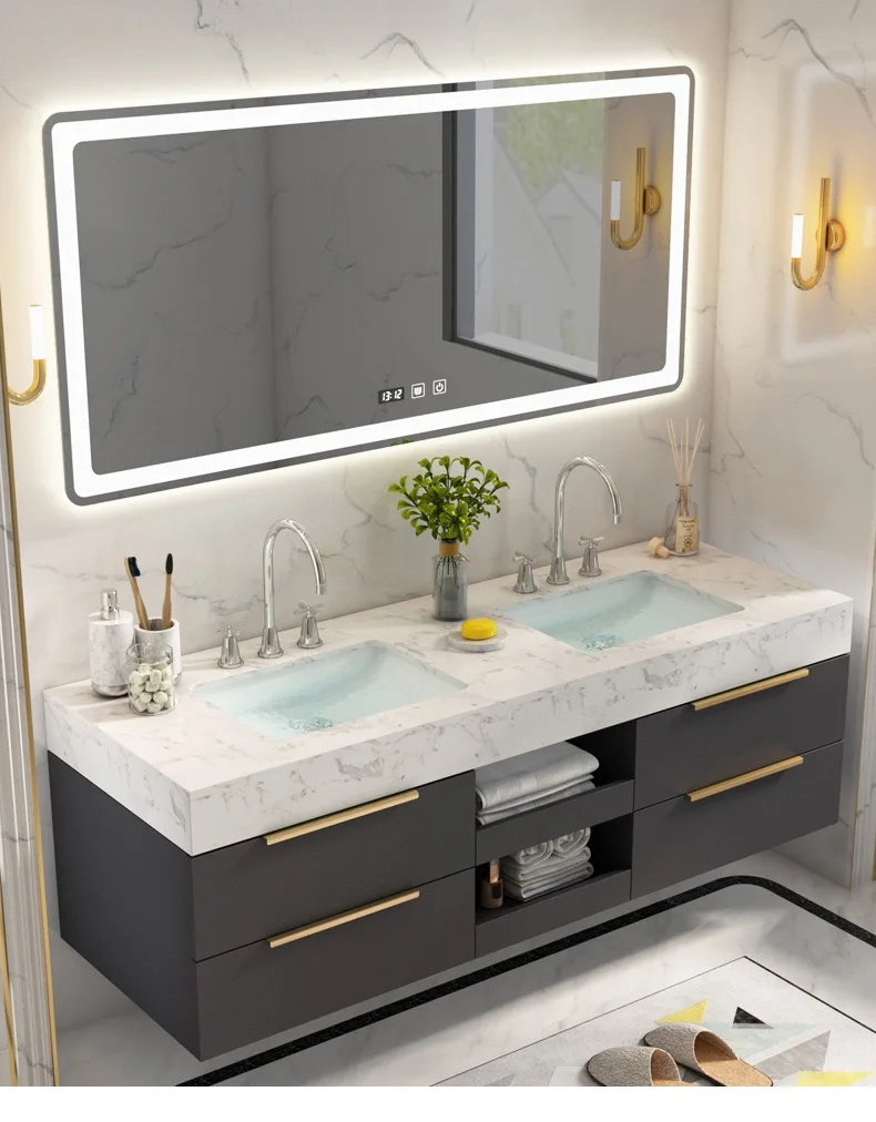 Modern Bathroom Vanity Cabinet Set with Integrated Sink, Stylish Bathroom Furniture Designs