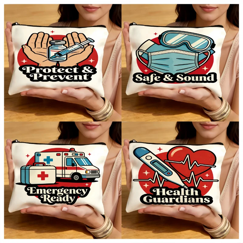 

1PC Love Medical Theme Canvas Pencil Box, Canvas Handbag, Stationery Pencil Bag, Multi functional Canvas Bag