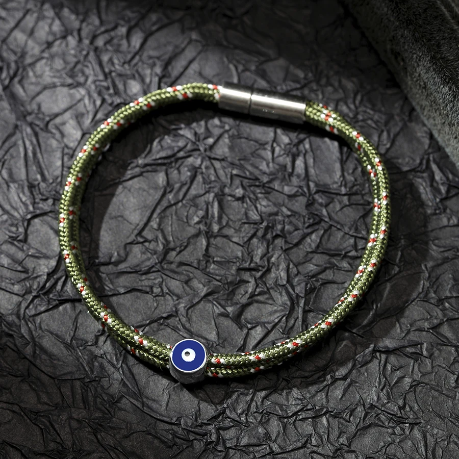 Stylish Evil Eye Bracelet For Men Premium Selected 3mm Paracord 6 Color Options Perfect Gift For Him Casual Versatile 2 Sizes