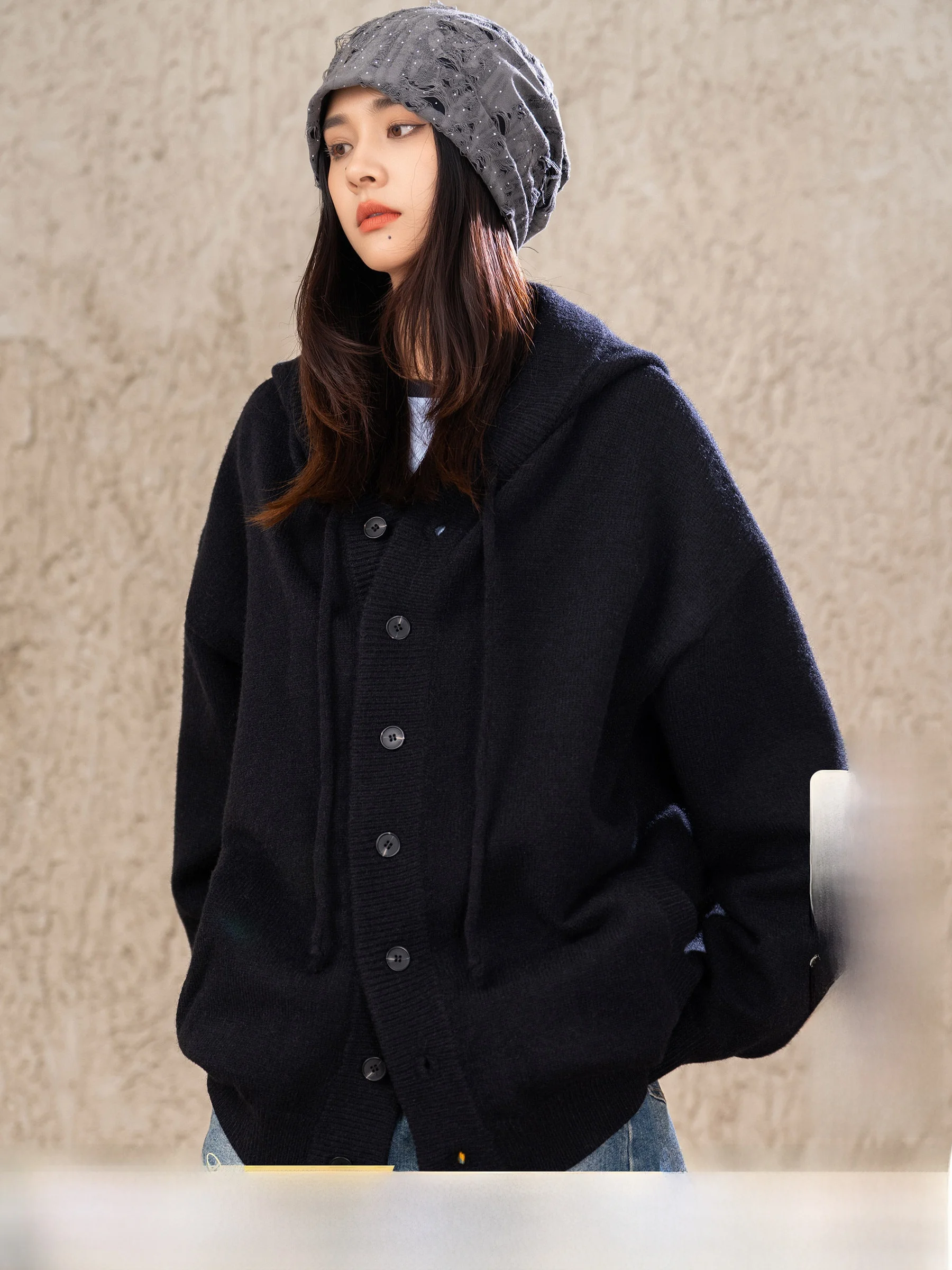 AOGZ American Style  Color Hoodie Knitwear Unisex Winter Trendy Brand Cleanfit Lazy Open Cardigan High End Sweater