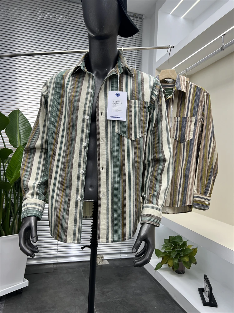 

Sle Хлопковый вельветовый длинный све irt мужской свободный крой, весеннее новое поступление, модный модный топ на пуговицах